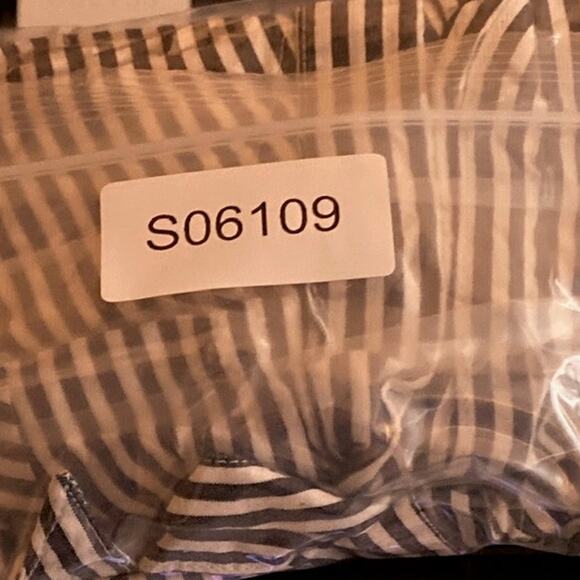 LOFT Womens Blouse Blue White Striped V Neck Wrap Front Tie 1/2 Sleeve Flowy XS - Picture 13 of 13